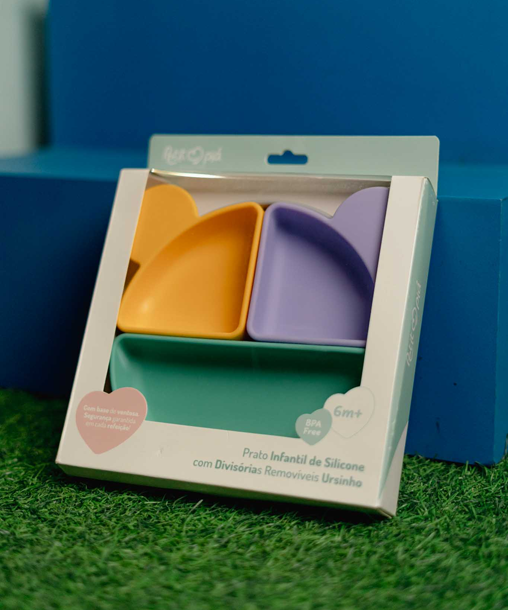 Prato Infantil Silicone com Divisórias Removíveis – Ursinho