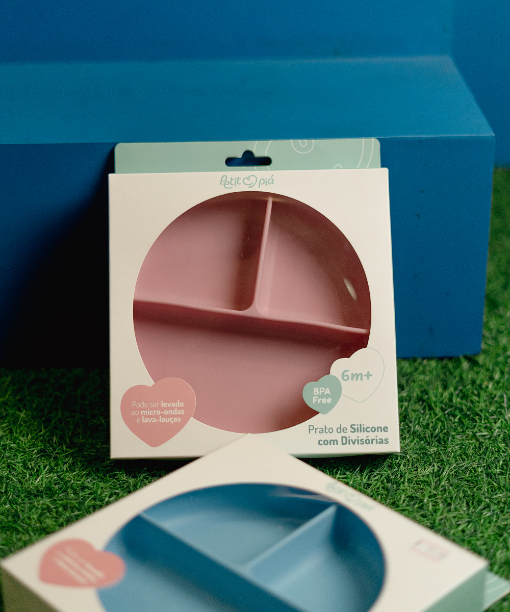 Prato Infantil Silicone com Divisórias e Ventosa – Petit Piá