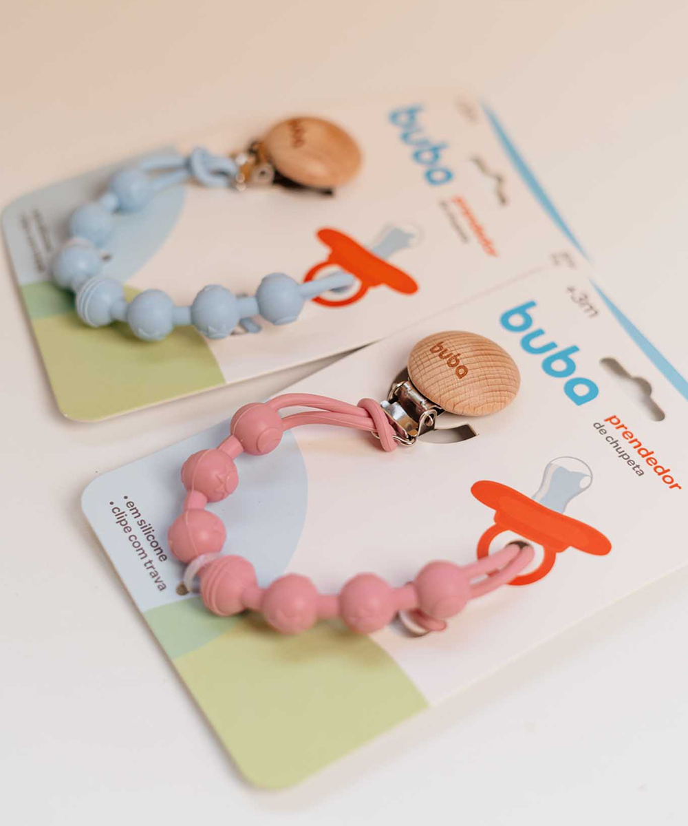 Prendedor de Chupeta em Silicone e Bambu